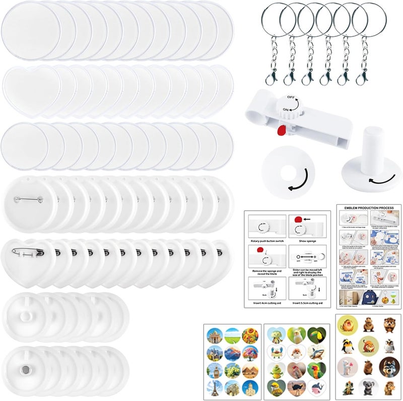 Nexstron 76Pcs Button Maker Machine Pins, Magnets & Keychains Refill Pack, Pin Maker Installation-Free 55mm+35mm DIY Magnet Maker Press Machine Kit Magnet & Keychain&Circle Cutter&Scissors - Image 4